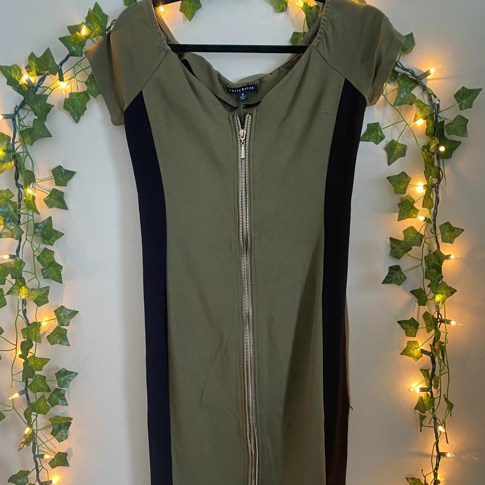 Zippered Bodycon Midi Dress - Haute Monde